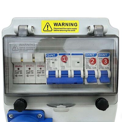 Syntax CX7 Wall Mounted Distribution Box 32AMP Three Phase Fused Made in PC Electric Grey Stage Box 26*17*14CM