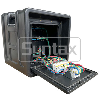 Syntax MD1 Three Phase 32A/5P HDPE Power Distribution Box IP67 Waterproof for Outdoor Events with UK 13A Sockets