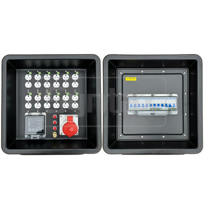 Syntax MD1 Driefase 4P 32AMP HDPE Draagbare distributiebox IP67 met 12 nummers UL Listed Nema Dual Sockets 430x380x460mm