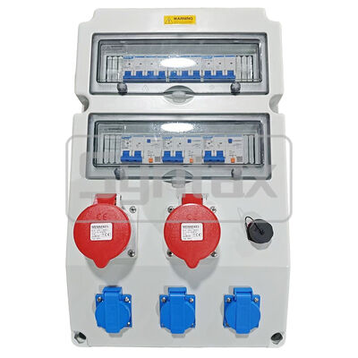 Syntax CX4 Wandmontage Distributie Doos 63AMP Drie Fase Vier Draad met IP65 Waterdicht Mennekes Sockets & RJ45 Network Interface