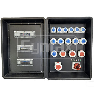 Syntax MD4 Driefasen 63AMP IP67 Waterdicht HDPE Draagbare Power Distribution Board Voor FIFA Sportevenementen In Qatar 630x430x900mm