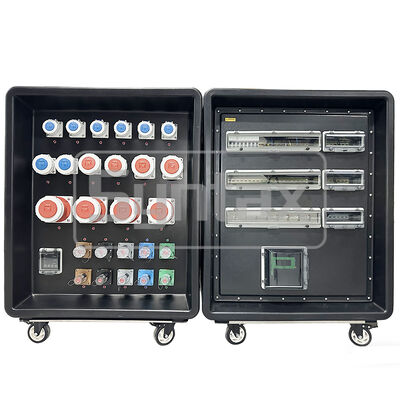 Syntax MD5 IP67 Waterdicht 500A Driefasige HDPE Draagbare Power Distribution Box op wielen met Powerlocks 500A voor FIFA Sport Events In Qatar