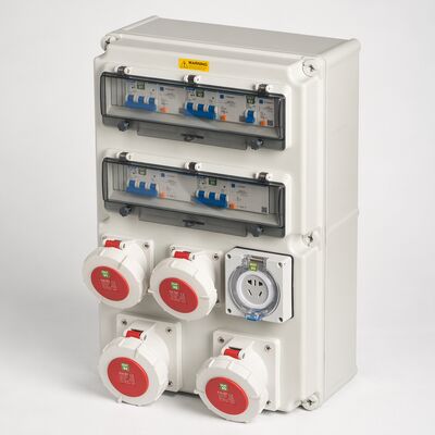 Syntax 125A IP65 Wandmontage stroomverdeeleenheid met aanpasbare verdeelkast voor zware omstandigheden
